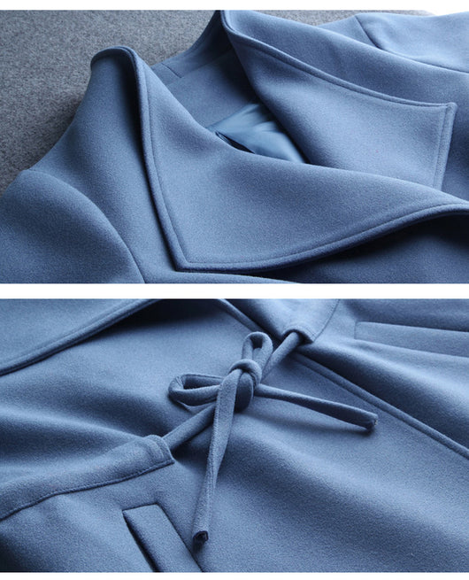 Abrigo de Lana Femenino Multiusos con Solapa y Cintura Ajustable - Image 12