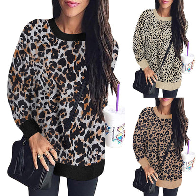 Suéter Holgado de Manga Larga con Costuras Estampado Leopardo - Image 6