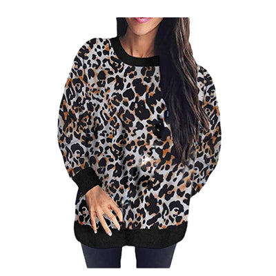 Suéter Holgado de Manga Larga con Costuras Estampado Leopardo - Image 8