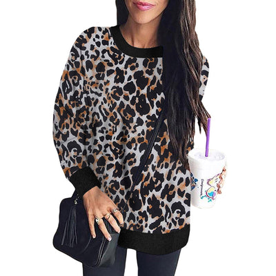 Suéter Holgado de Manga Larga con Costuras Estampado Leopardo - Image 10