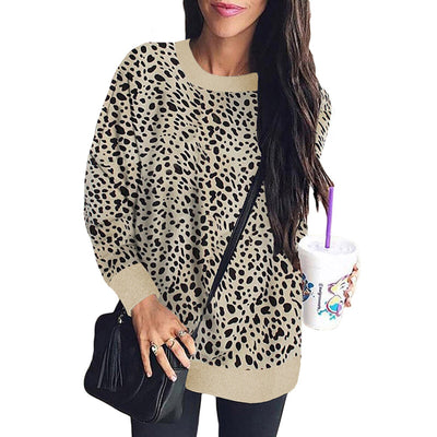 Suéter Holgado de Manga Larga con Costuras Estampado Leopardo - Image 12