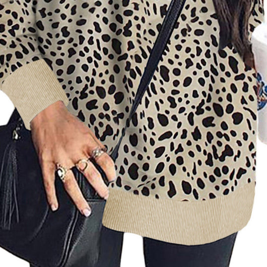 Suéter Holgado de Manga Larga con Costuras Estampado Leopardo - Image 13