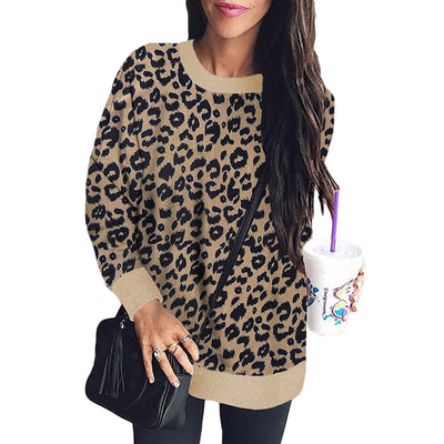 Suéter Holgado de Manga Larga con Costuras Estampado Leopardo - Image 14
