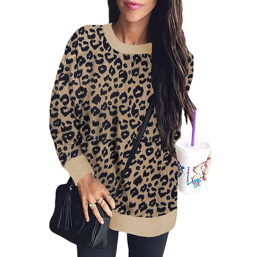 Suéter Holgado de Manga Larga con Costuras Estampado Leopardo - Image 14