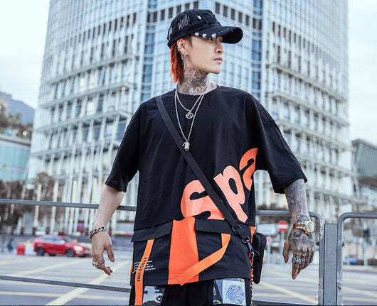 Camiseta Holgada Hip-hop con Bolsillos Decorativos - Image 17