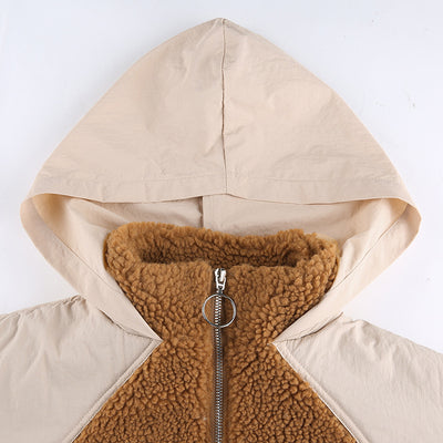 Abrigo de Lana de Cordero con Capucha y Costuras Sueltas - Image 15