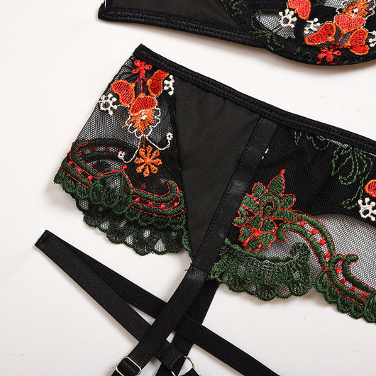 Conjunto de 3 Piezas de Lencería Mesh con Encaje Reforzado - Image 14