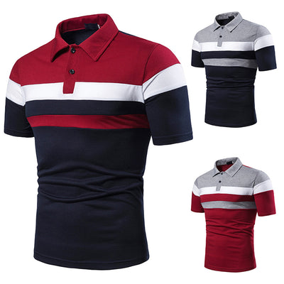 Playera tipo polo con cuello para hombre en bloques de tres franjas - Image 9