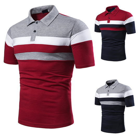 Playera tipo polo con cuello para hombre en bloques de tres franjas - Image 10