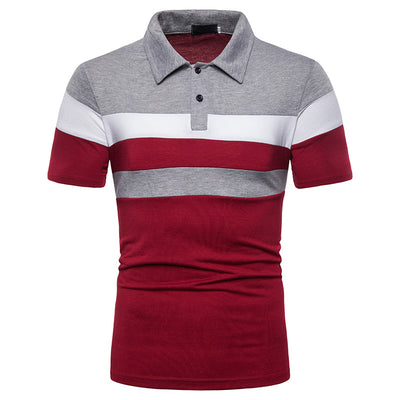 Playera tipo polo con cuello para hombre en bloques de tres franjas - Image 13