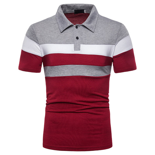 Playera tipo polo con cuello para hombre en bloques de tres franjas - Image 13