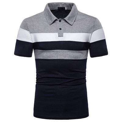 Playera tipo polo con cuello para hombre en bloques de tres franjas - Image 16