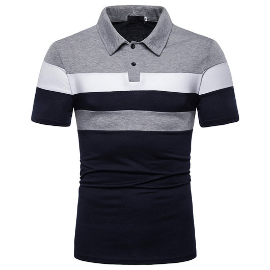Playera tipo polo con cuello para hombre en bloques de tres franjas - Image 16
