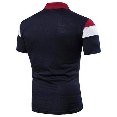 Playera tipo polo con cuello para hombre en bloques de tres franjas - Image 18