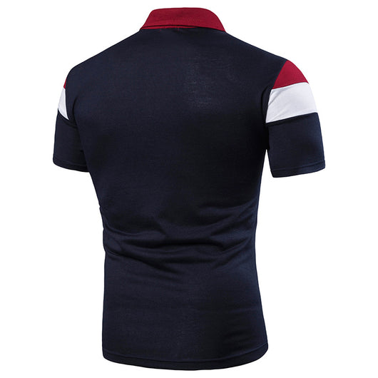 Playera tipo polo con cuello para hombre en bloques de tres franjas - Image 18