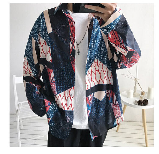 Camisa Casual de Manga Larga con Estampado Floral para Hombre - Image 17