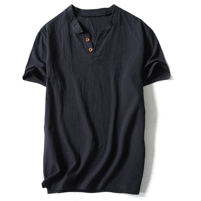 Camiseta de Lino Manga Corta Color Sólido - Image 2