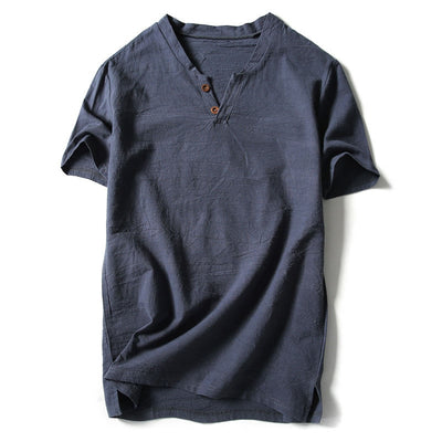 Camiseta de Lino Manga Corta Color Sólido - Image 3