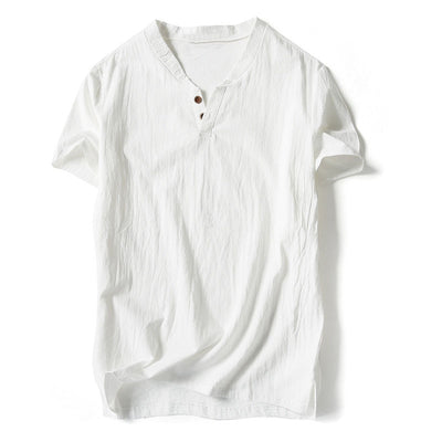 Camiseta de Lino Manga Corta Color Sólido - Image 4