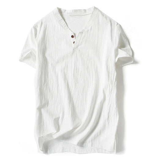 Camiseta de Lino Manga Corta Color Sólido - Image 4