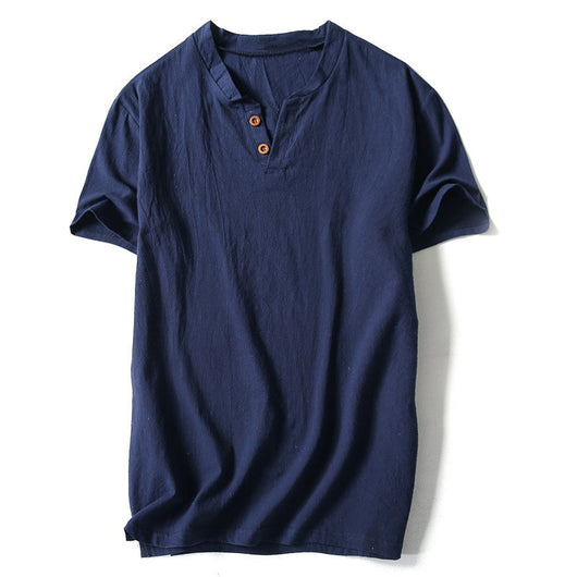 Camiseta de Lino Manga Corta Color Sólido - Image 5