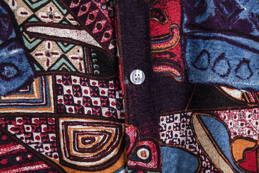 Camisa de Lino Estampado Étnico Africano para Hombre - Image 12
