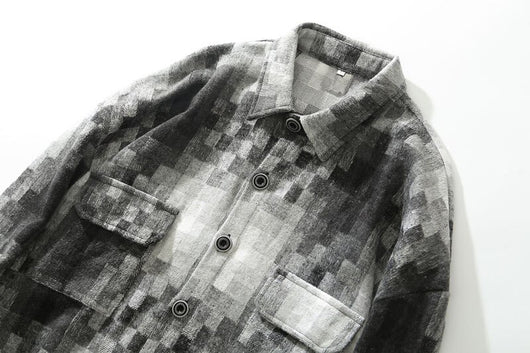 Camisa de Manga Larga a Cuadros Gris, Negro y Blanco - Image 8