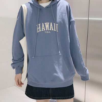 Sudadera con Capucha de Forro Polar Azul Neblina con Bordado de Letras - Image 10
