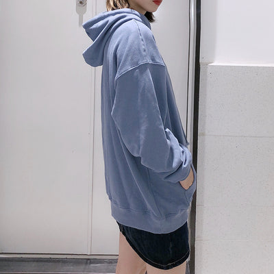 Sudadera con Capucha de Forro Polar Azul Neblina con Bordado de Letras - Image 12