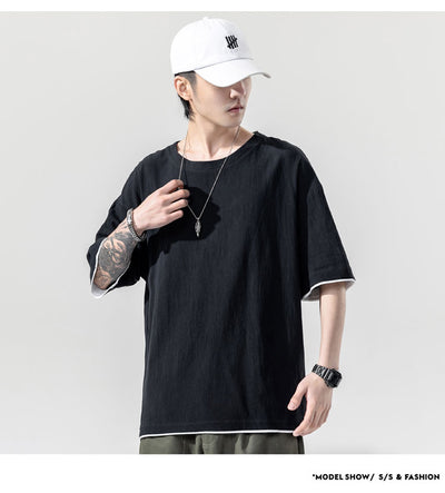 Playera Manga Corta de Algodón y Lino para Hombre - Image 5