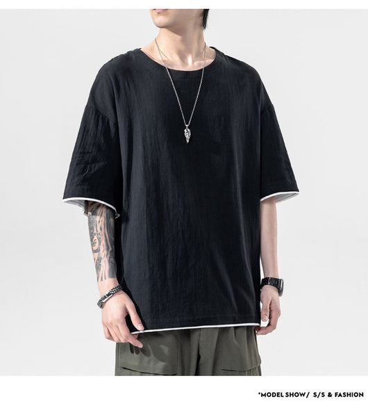 Playera Manga Corta de Algodón y Lino para Hombre - Image 6