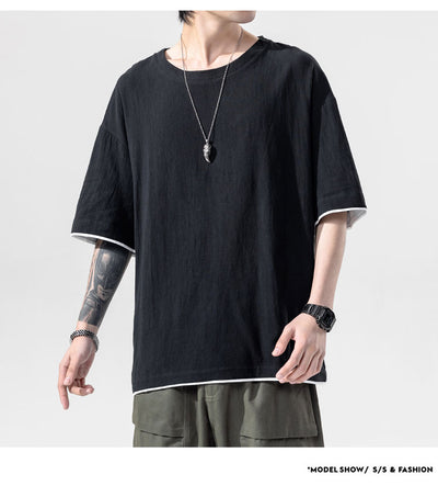 Playera Manga Corta de Algodón y Lino para Hombre - Image 7