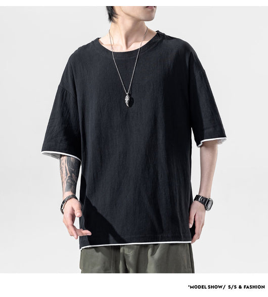 Playera Manga Corta de Algodón y Lino para Hombre - Image 8