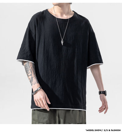 Playera Manga Corta de Algodón y Lino para Hombre - Image 9