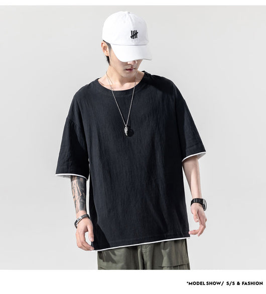 Playera Manga Corta de Algodón y Lino para Hombre - Image 10