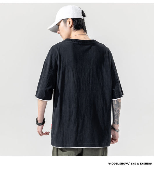 Playera Manga Corta de Algodón y Lino para Hombre - Image 11