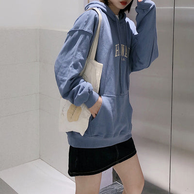 Sudadera con Capucha de Forro Polar Azul Neblina con Bordado de Letras - Image 14