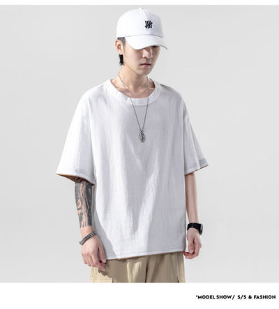 Playera Manga Corta de Algodón y Lino para Hombre - Image 14