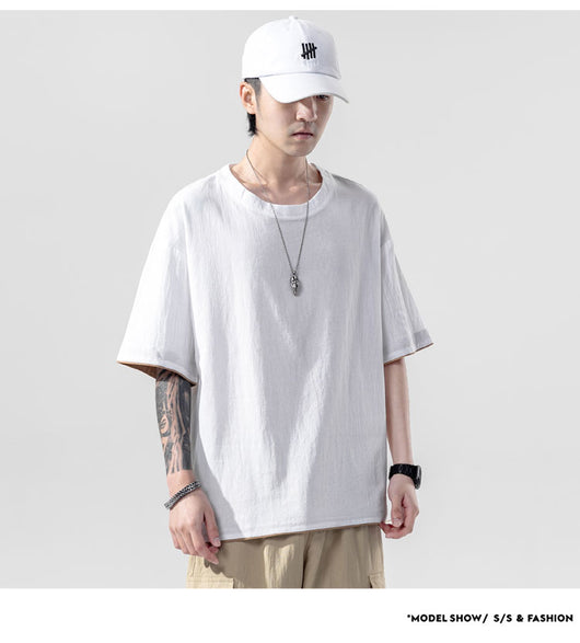 Playera Manga Corta de Algodón y Lino para Hombre - Image 14