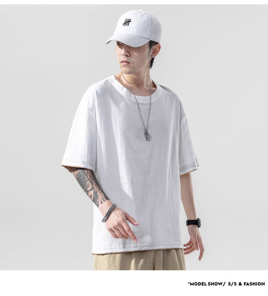Playera Manga Corta de Algodón y Lino para Hombre - Image 15