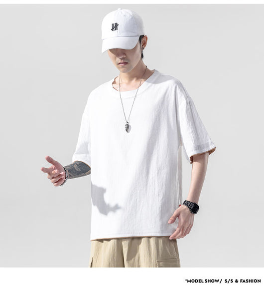 Playera Manga Corta de Algodón y Lino para Hombre - Image 16