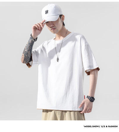 Playera Manga Corta de Algodón y Lino para Hombre - Image 17