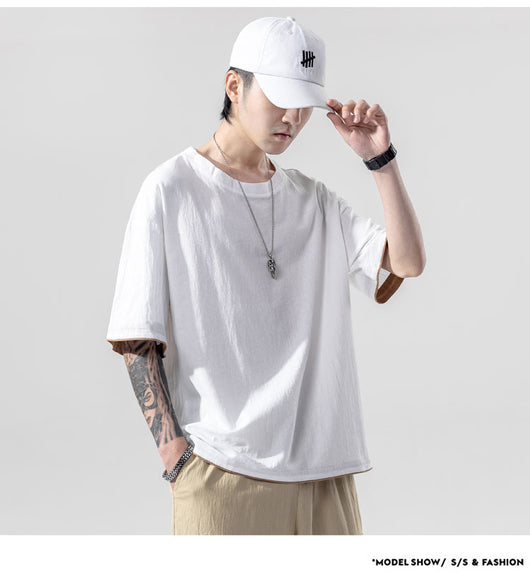 Playera Manga Corta de Algodón y Lino para Hombre - Image 18