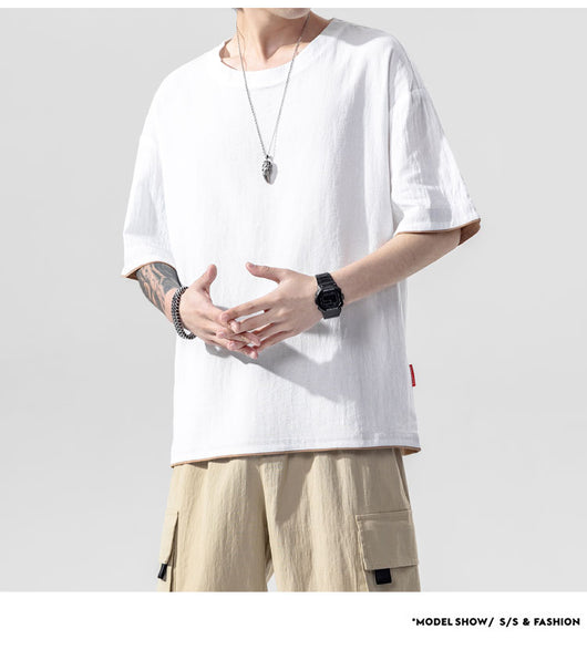 Playera Manga Corta de Algodón y Lino para Hombre - Image 19