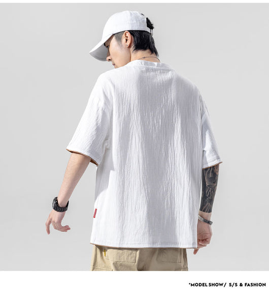 Playera Manga Corta de Algodón y Lino para Hombre - Image 20