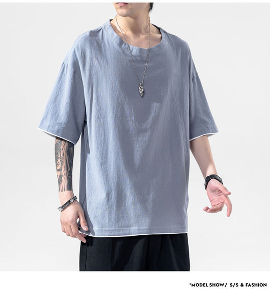 Playera Manga Corta de Algodón y Lino para Hombre - Image 23