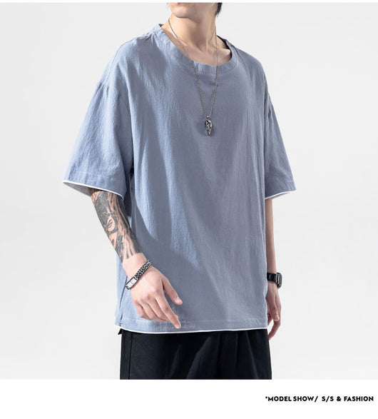 Playera Manga Corta de Algodón y Lino para Hombre - Image 24