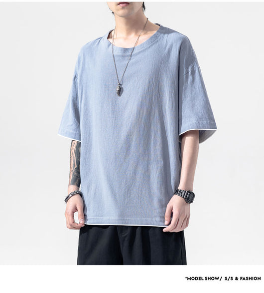 Playera Manga Corta de Algodón y Lino para Hombre - Image 25