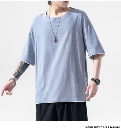 Playera Manga Corta de Algodón y Lino para Hombre - Image 27