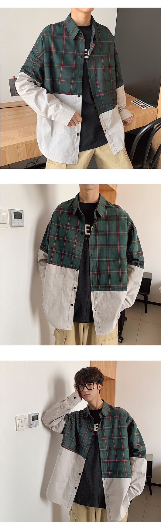 Camisa de Cuadros Japonesa con Costuras Artesanales para Hombre - Image 6